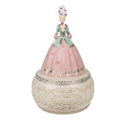 Clayre & Eef Music box Woman Ø 12x19 cm Pink Polyresin