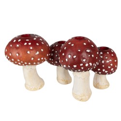 Clayre & Eef Candle holder Mushroom 17 cm Red White Polyresin