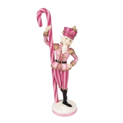 Clayre & Eef Figur Nussknacker 9x6x23 cm Rosa Polyresin