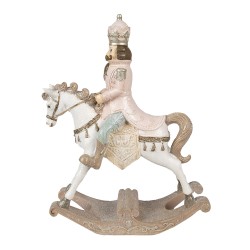 Clayre & Eef Statuetta Cavallo a dondolo 22x9x29 cm Bianco Plastica