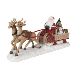 Clayre & Eef Beeld Kerstman Slee 41x11x19 cm Rood Polyresin