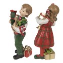 Clayre & Eef Figurine décorative Enfants set van 2 / 13 cm Rouge Vert Polyrésine