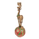 Clayre & Eef Statuetta Renna  43 cm Marrone Rosso Poliresina