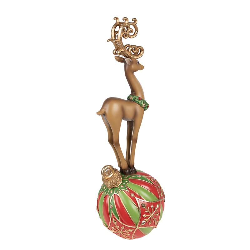 Clayre & Eef Statuetta Renna  43 cm Marrone Rosso Poliresina