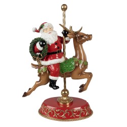 Clayre & Eef Beeld Kerstman Rendier 46 cm Rood Polyresin