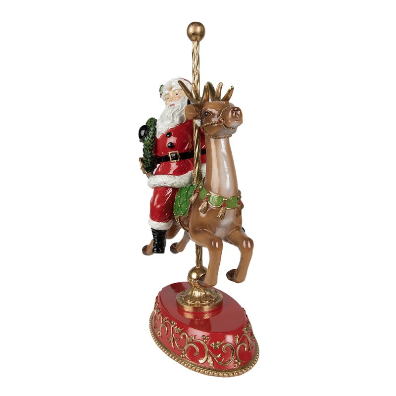 Clayre & Eef Figurine Père Noël Rennes 46 cm Rouge Polyrésine