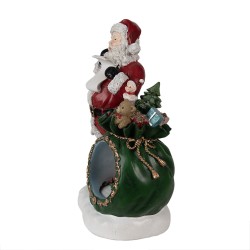 Clayre & Eef Music box Santa Claus 26x16x36 cm Red Polyresin