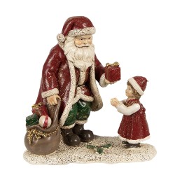 Clayre & Eef Beeld Kerstman 14x9x14 cm Rood Polyresin