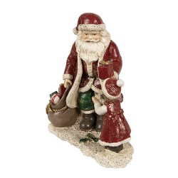 Clayre & Eef Beeld Kerstman 14x9x14 cm Rood Polyresin