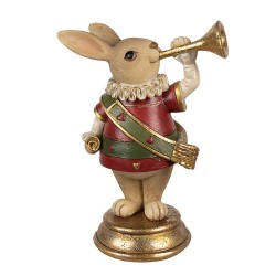 Clayre & Eef Figurine Lapin 11x7x14 cm Marron Rouge Polyrésine