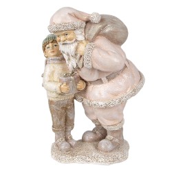 Clayre & Eef Statuetta Babbo Natale  13x11x18 cm Rosa Poliresina