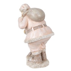 Clayre & Eef Figurine Père Noël 13x11x18 cm Rose Polyrésine