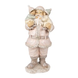 Clayre & Eef Statuetta Babbo Natale  10x8x21 cm Rosa Poliresina