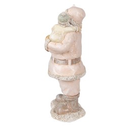 Clayre & Eef Beeld Kerstman 10x8x21 cm Roze Polyresin