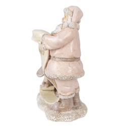 Clayre & Eef Figurine Père Noël 11x8x15 cm Rose Polyrésine