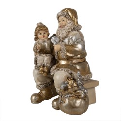 Clayre & Eef Figurine Santa Claus 17 cm Gold colored Polyresin