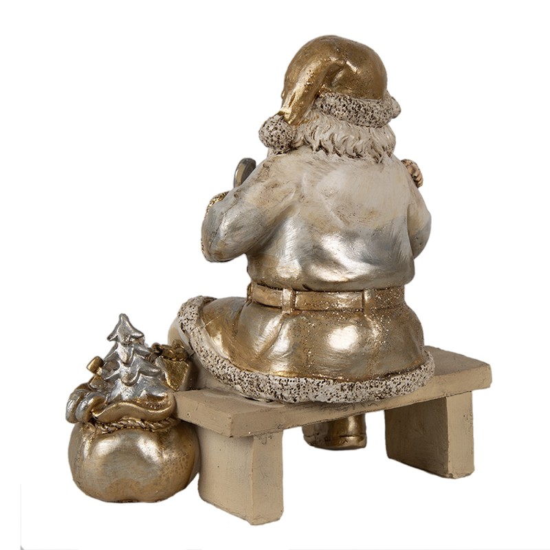 Clayre & Eef Beeld Kerstman 17 cm Goudkleurig Polyresin