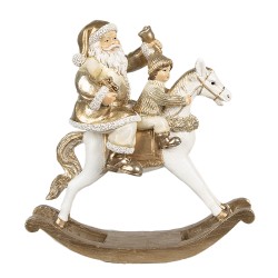 Clayre & Eef Statuetta Babbo Natale  21x8x21 cm Color oro Bianco Poliresina