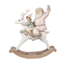 Clayre & Eef Statuetta Babbo Natale  21x8x23 cm Rosa Bianco Poliresina