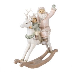 Clayre & Eef Statuetta Babbo Natale  21x8x23 cm Rosa Bianco Poliresina