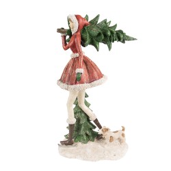 Clayre & Eef Figurine Girl 25x17x43 cm Red Green Polyresin