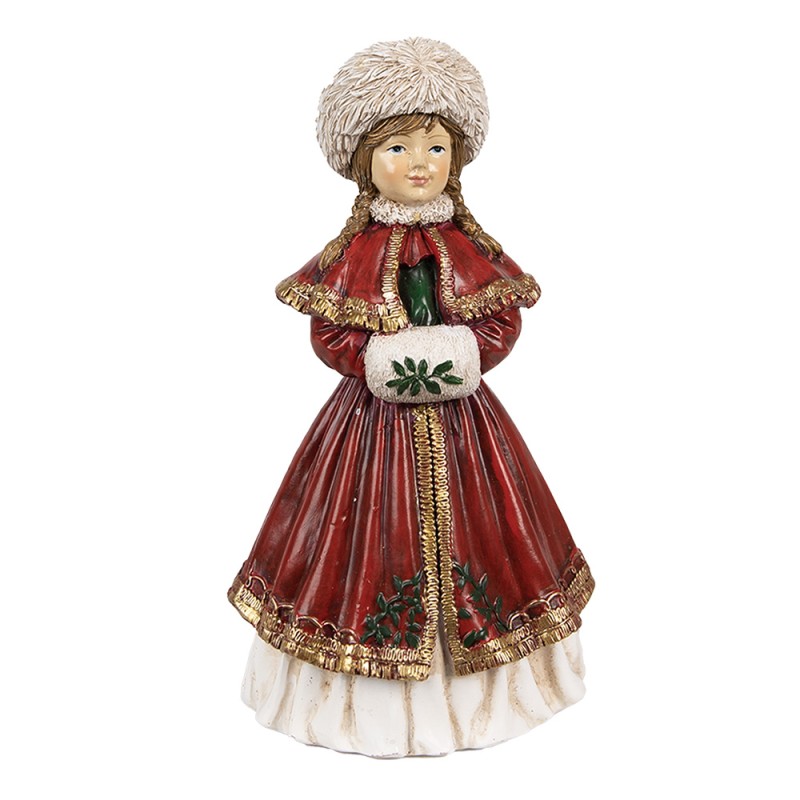 Clayre & Eef Statuetta Ragazza 9x7x17 cm Rosso Poliresina