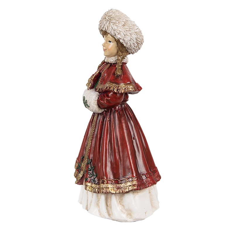 Clayre & Eef Statuetta Ragazza 9x7x17 cm Rosso Poliresina