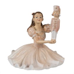 Clayre & Eef Statuetta Ballerina  13 cm Rosa Poliresina