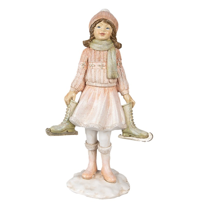 Clayre & Eef Figurine Fille 21 cm Rose Polyrésine