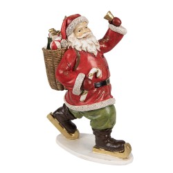 Clayre & Eef Beeld Kerstman 14x11x20 cm Rood Polyresin