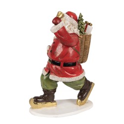 Clayre & Eef Beeld Kerstman 14x11x20 cm Rood Polyresin