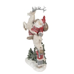 Clayre & Eef Statuetta Babbo Natale  33 cm Rosso Bianco  Poliresina