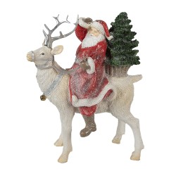 Clayre & Eef Statuetta Babbo Natale  26 cm Rosso Bianco  Poliresina