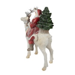 Clayre & Eef Beeld Kerstman 26 cm Rood Wit Polyresin