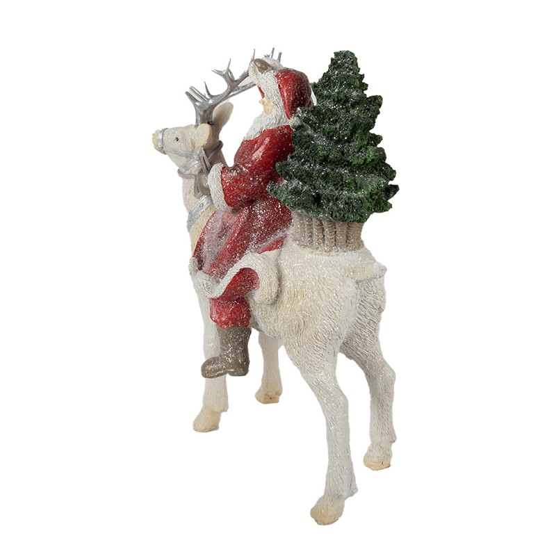 Clayre & Eef Figurine Père Noël 26 cm Rouge Blanc Polyrésine