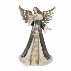 Clayre & Eef Figurine Angel 25 cm Grey Green Plastic