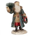 Clayre & Eef Figure de Noël Père Noël 25 cm Bleu Polyrésine