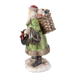 Clayre & Eef Kerstdecoratie Beeld Kerstman 20 cm Groen Polyresin