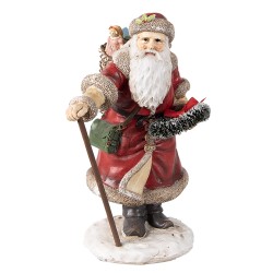 Clayre & Eef Statuetta decorativa di Natale Babbo Natale  20 cm Rosso Poliresina