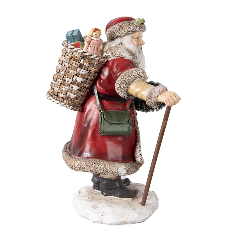 Clayre & Eef Statuetta decorativa di Natale Babbo Natale  20 cm Rosso Poliresina