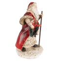 Clayre & Eef Decoratie Beeld Kerstman 25 cm Rood Beige Polyresin