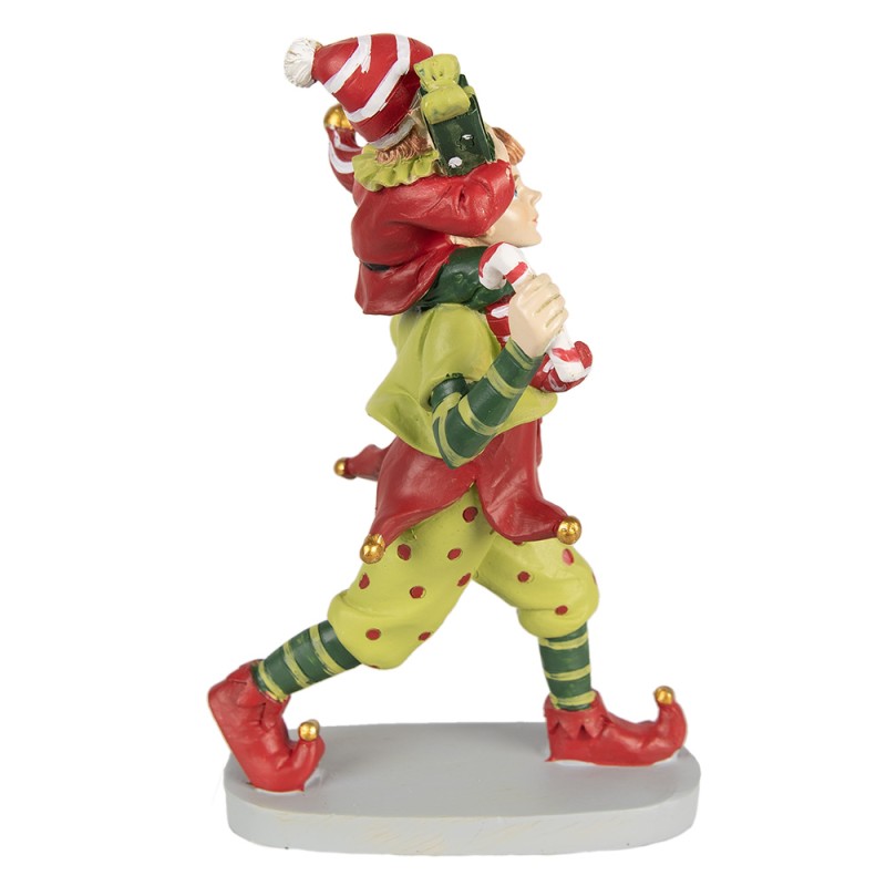 Clayre & Eef Statuetta decorativa di Natale Elfo 19 cm Rosso Verde  Poliresina