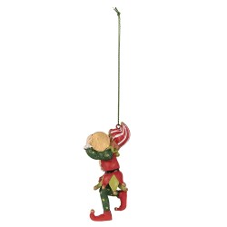 Clayre & Eef Weihnachtsanhänger Elf 11 cm Rot Grün Polyresin