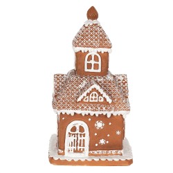 Clayre & Eef Lebkuchenhaus mit LED Haus 25 cm Braun Polyresin