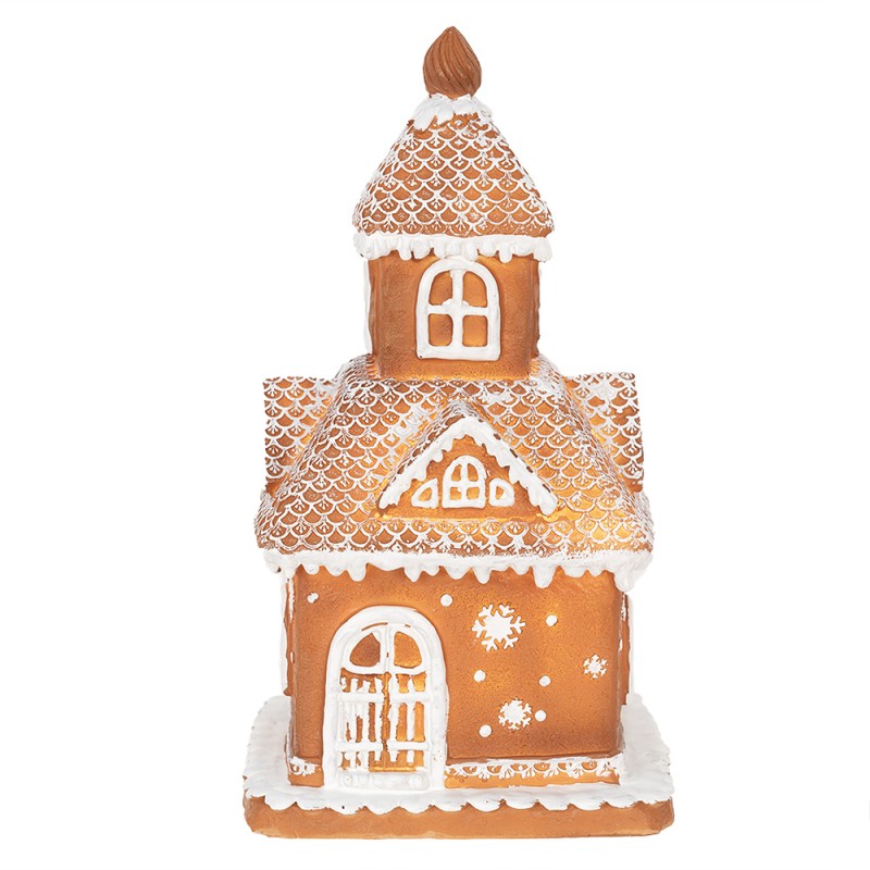 Clayre & Eef Gingerbread house met LED Huis 25 cm Bruin Polyresin