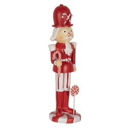 Clayre & Eef Statuetta decorativa di Natale Schiaccianoci 23 cm Rosso Bianco  Poliresina