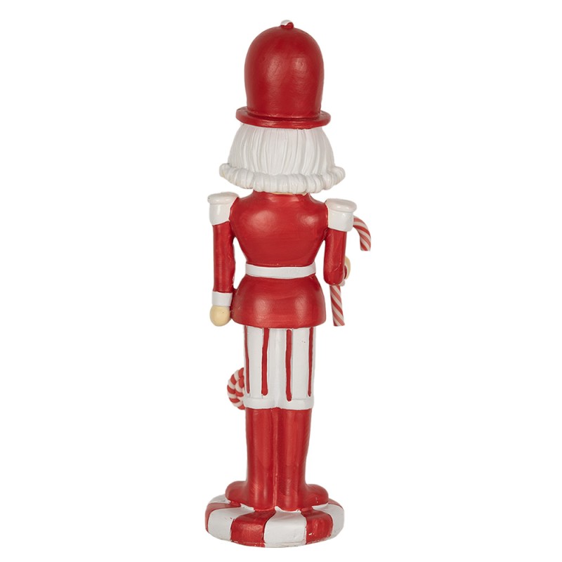 Clayre & Eef Statuetta decorativa di Natale Schiaccianoci 23 cm Rosso Bianco  Poliresina