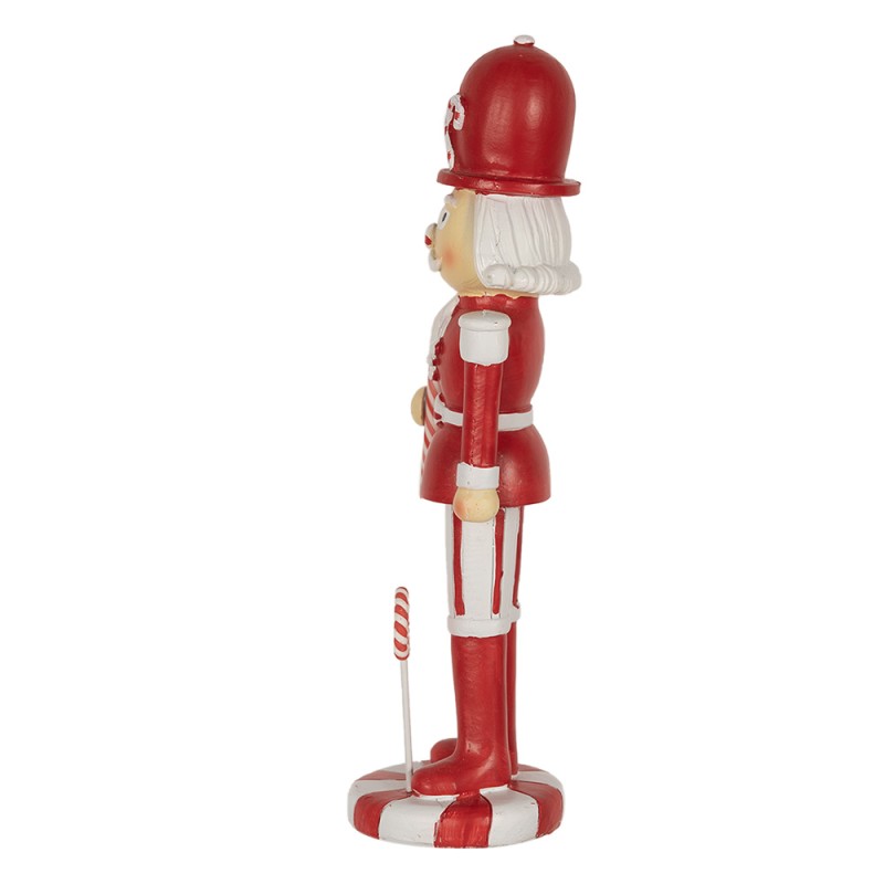 Clayre & Eef Statuetta decorativa di Natale Schiaccianoci 23 cm Rosso Bianco  Poliresina