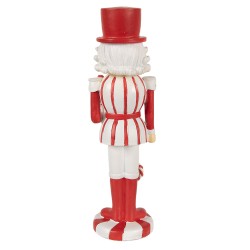 Clayre & Eef Weihnachtsdekorationsfigur Nussknacker 23 cm Rot Weiß Polyresin