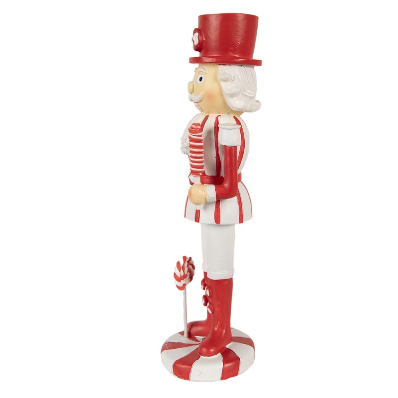 Clayre & Eef Figure de Noël Casse-noisette 23 cm Rouge Blanc Polyrésine